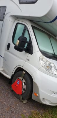 Motorhome security wheel clamp