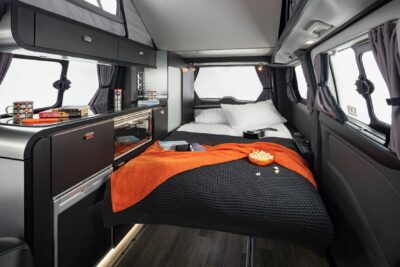 Swift Monza campervan bed made up
