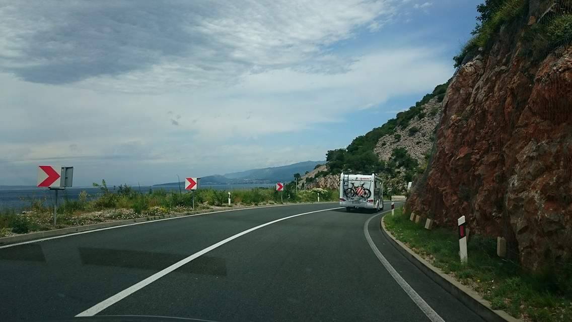 Motorhome being driven on european roads