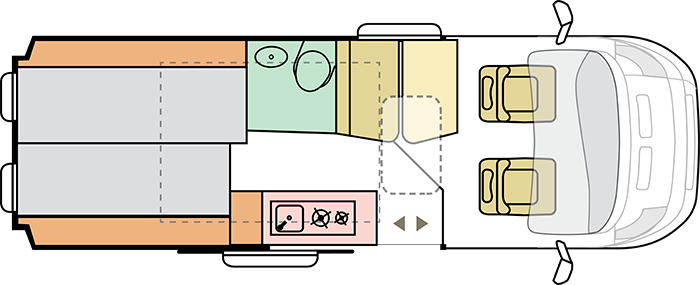 2022 Adria Twin Sports 640 SG campervan floorplan