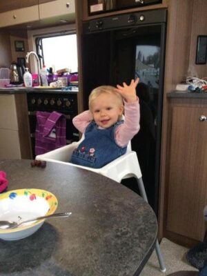 High chair in caravan