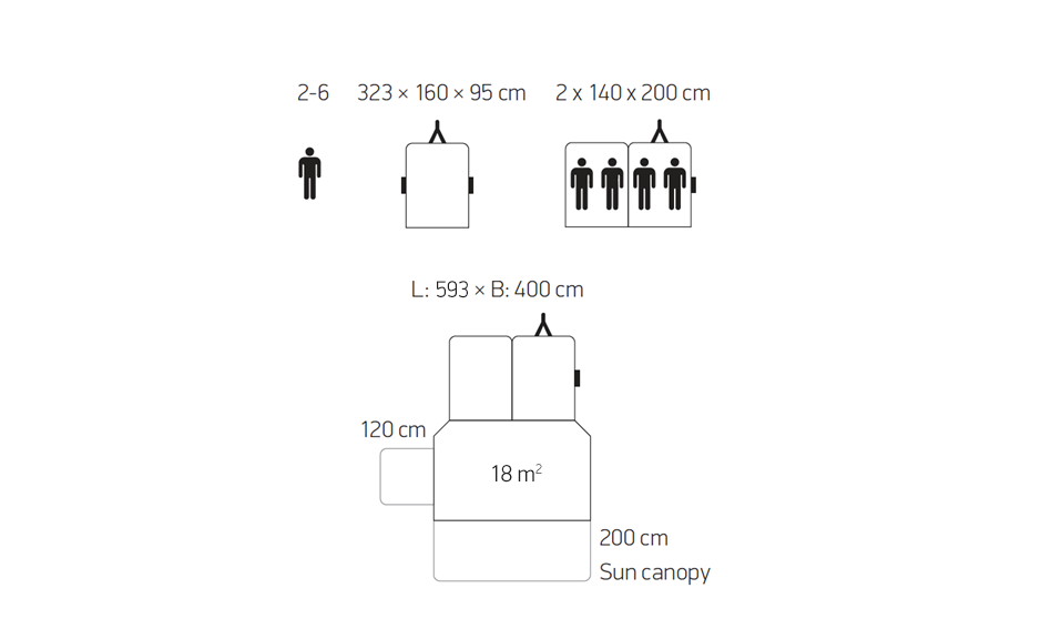 2023 Camp-let North trailer tent floorplan