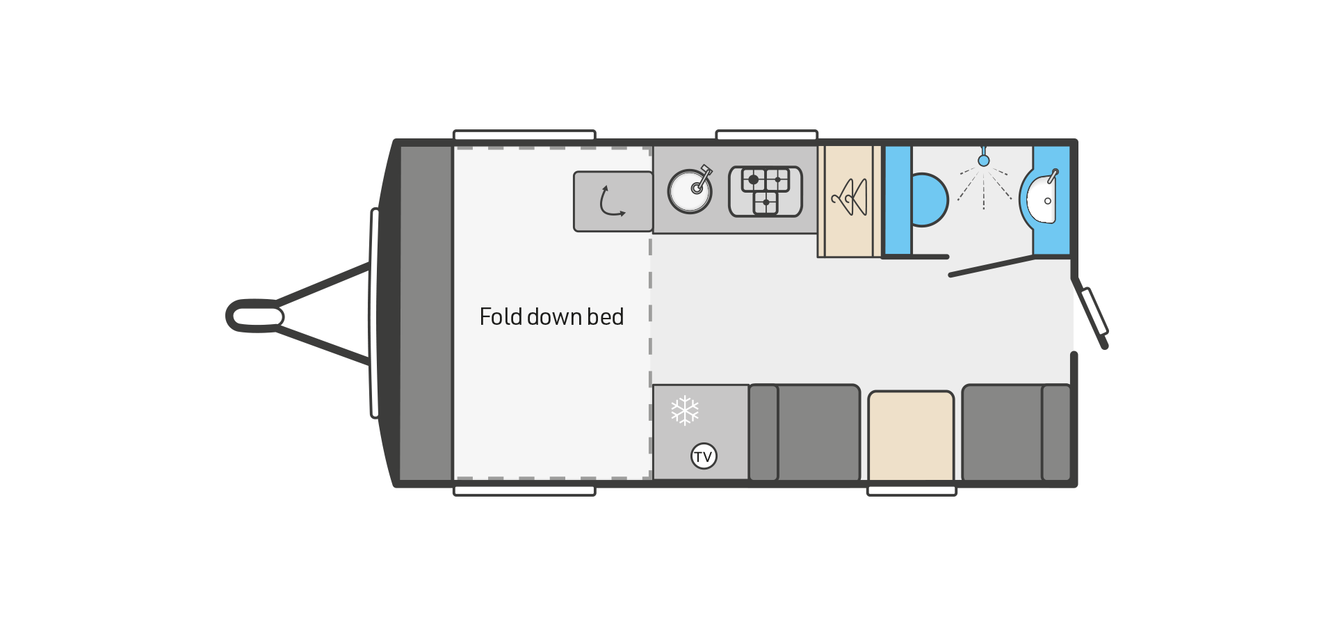  2023 Swift Basecamp 3 caravan floorplan