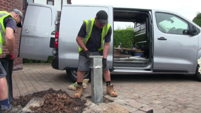 fitting driveway security post