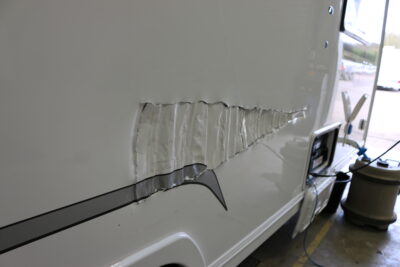 wall damage on caravan