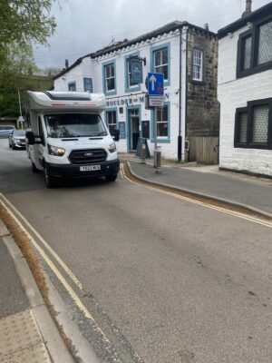 motorhome on narrow country lane