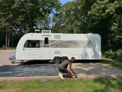 laying groundsheet or tarp 