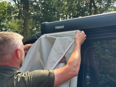 attaching the tunnel to the wind out canopy 