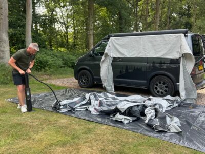 inflating the awning