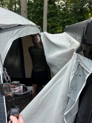 zipping tunnel to the awning
