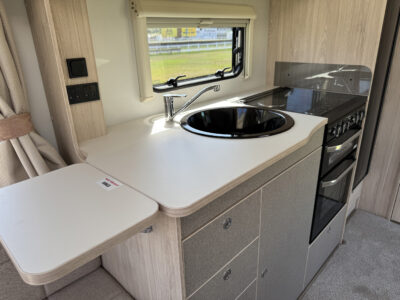 2026 Elddis Whirlwind 520 caravan kitchen with flip up worktop