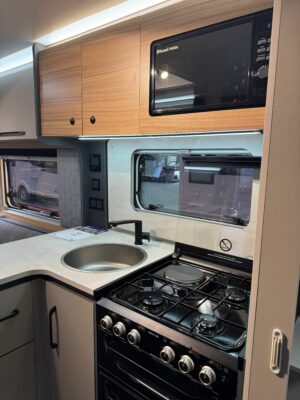 2026 Bailey Pegasus Black Bologna caravan kitchen
