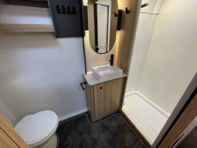 2026 Bailey Pegasus Black Bologna caravan washroom