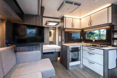fifth wheel inos caravan with grey wood