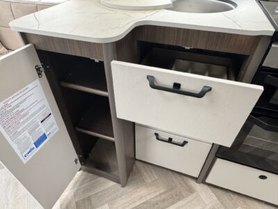 2027 Coachman Acadia 575 Xtra caravan kitchen drawers