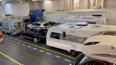caravan on ferry to Europe